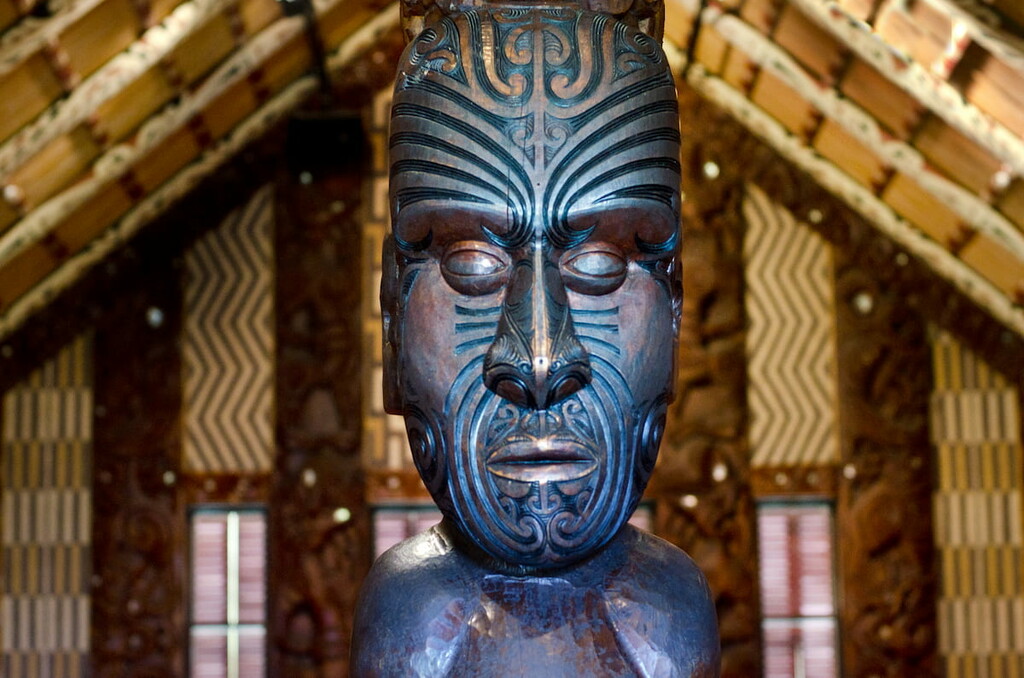 A carved wooden Maori idol, Mount Aspiring National Park