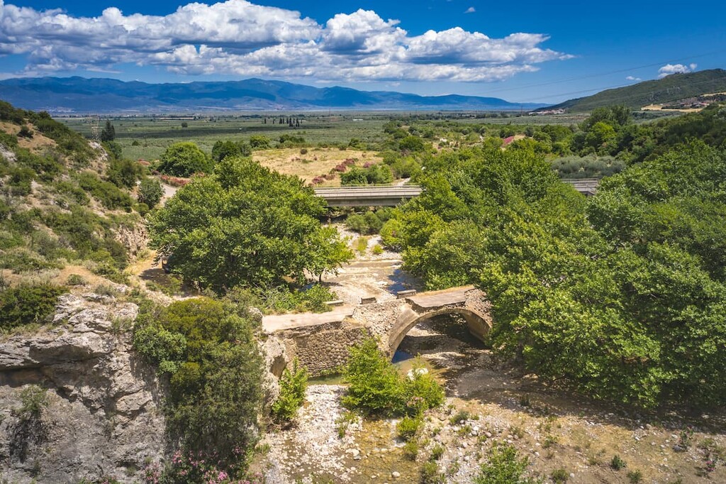  Aerial view of the Asopos river near village Iraklia , Mount Oeta National Park, Greece