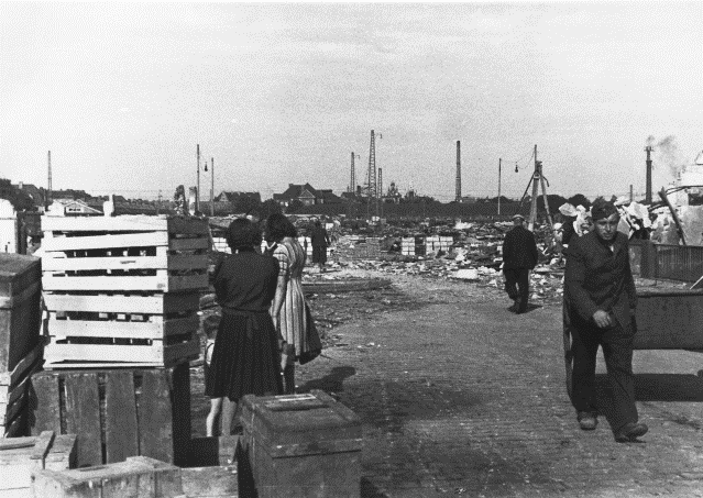 Destruction in Munich during WWII. Munich Mountains