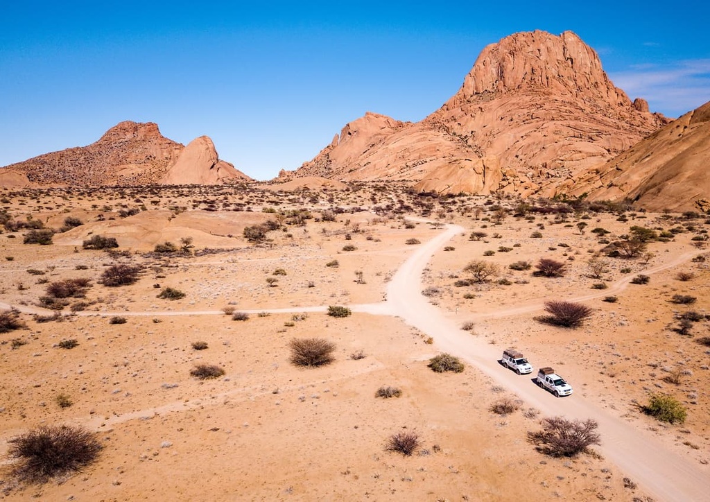 Off road driving to Spitzkoppe's rock formations, Namibia