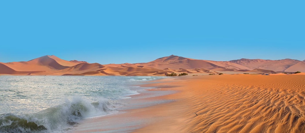 Namib desert with Atlantic ocean, Namibia