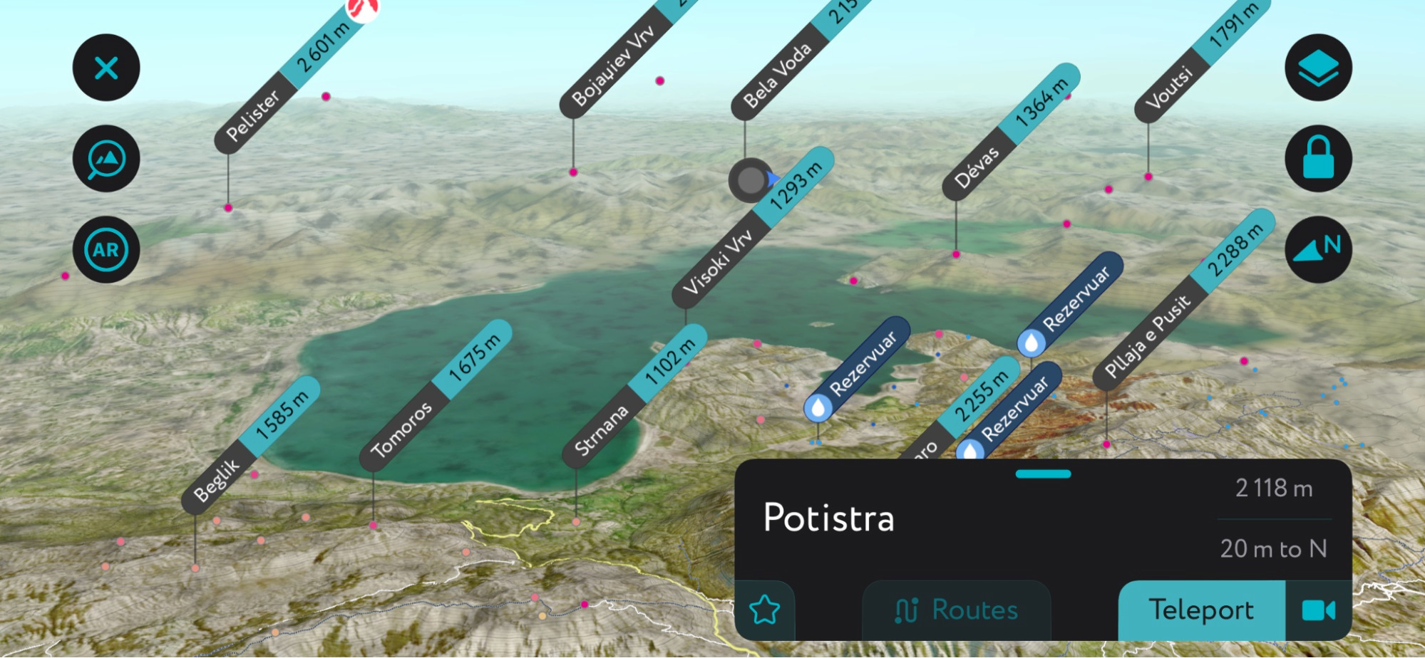 PeakVisor 3D generation, National Park Prespa