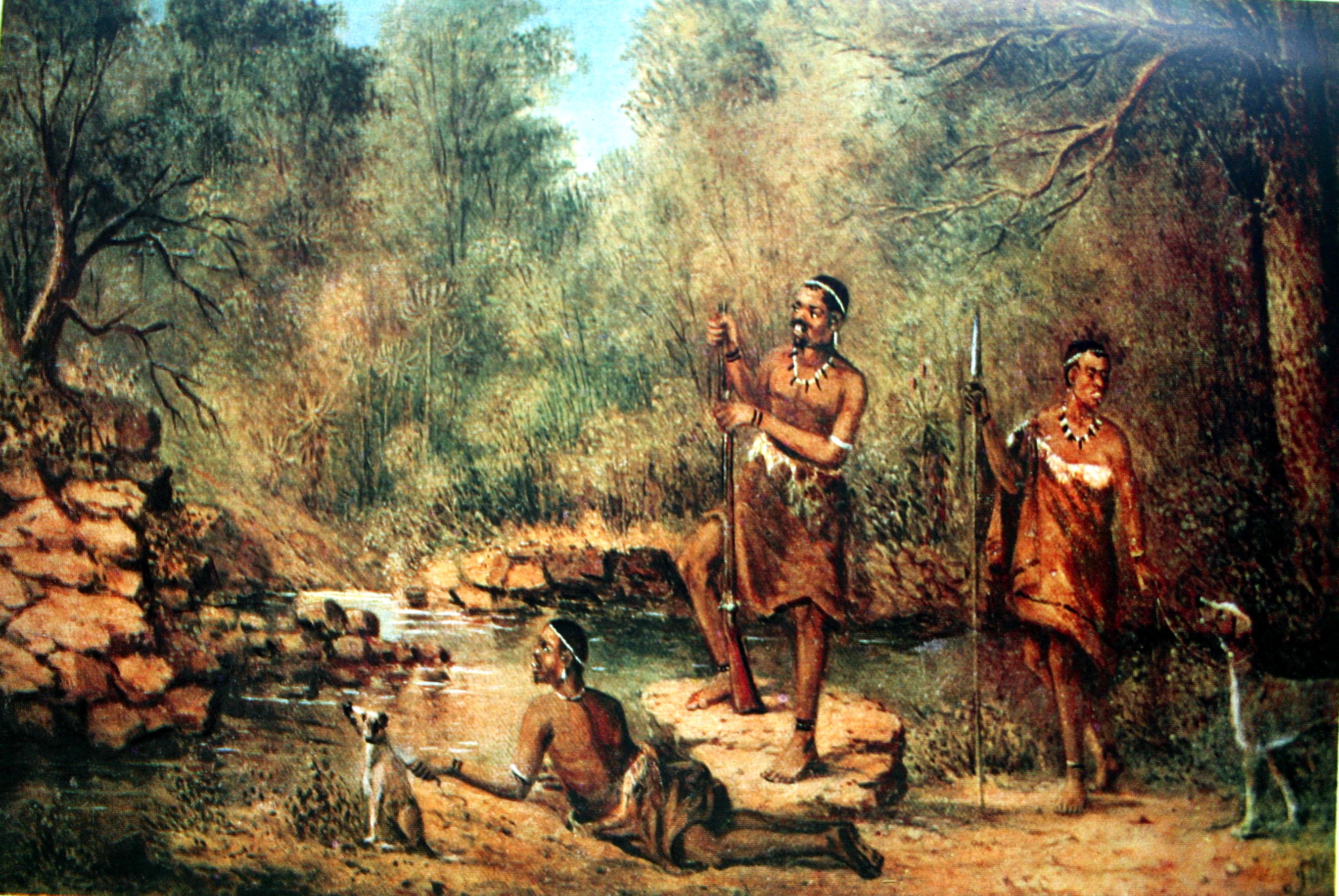 An early European depiction of Xhosa people during a hunt. Nelson Mandela Bay
