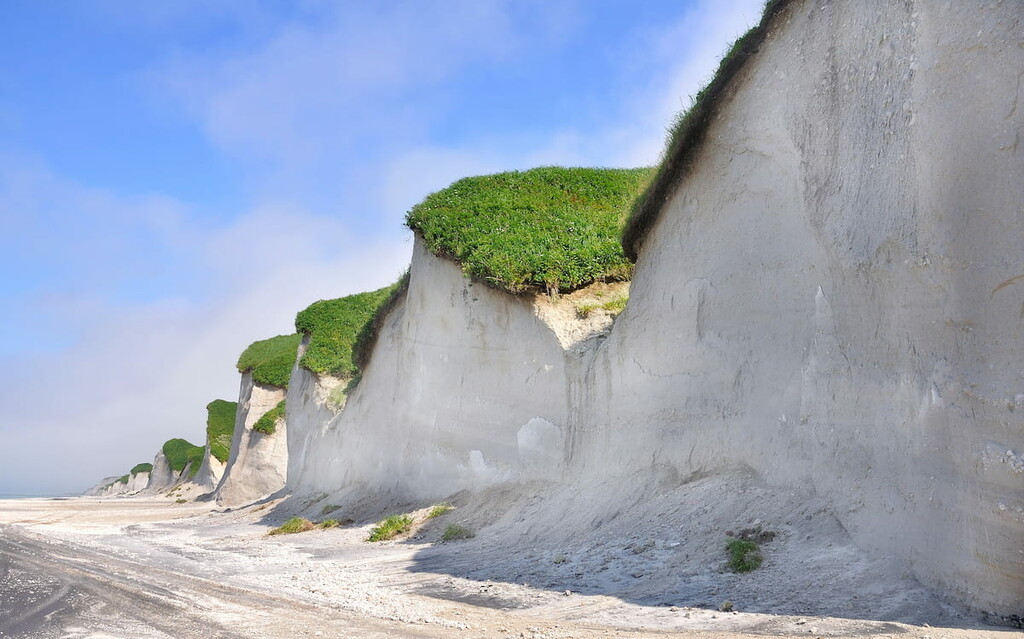 White cliffs of Iturup island, Kuril Islands