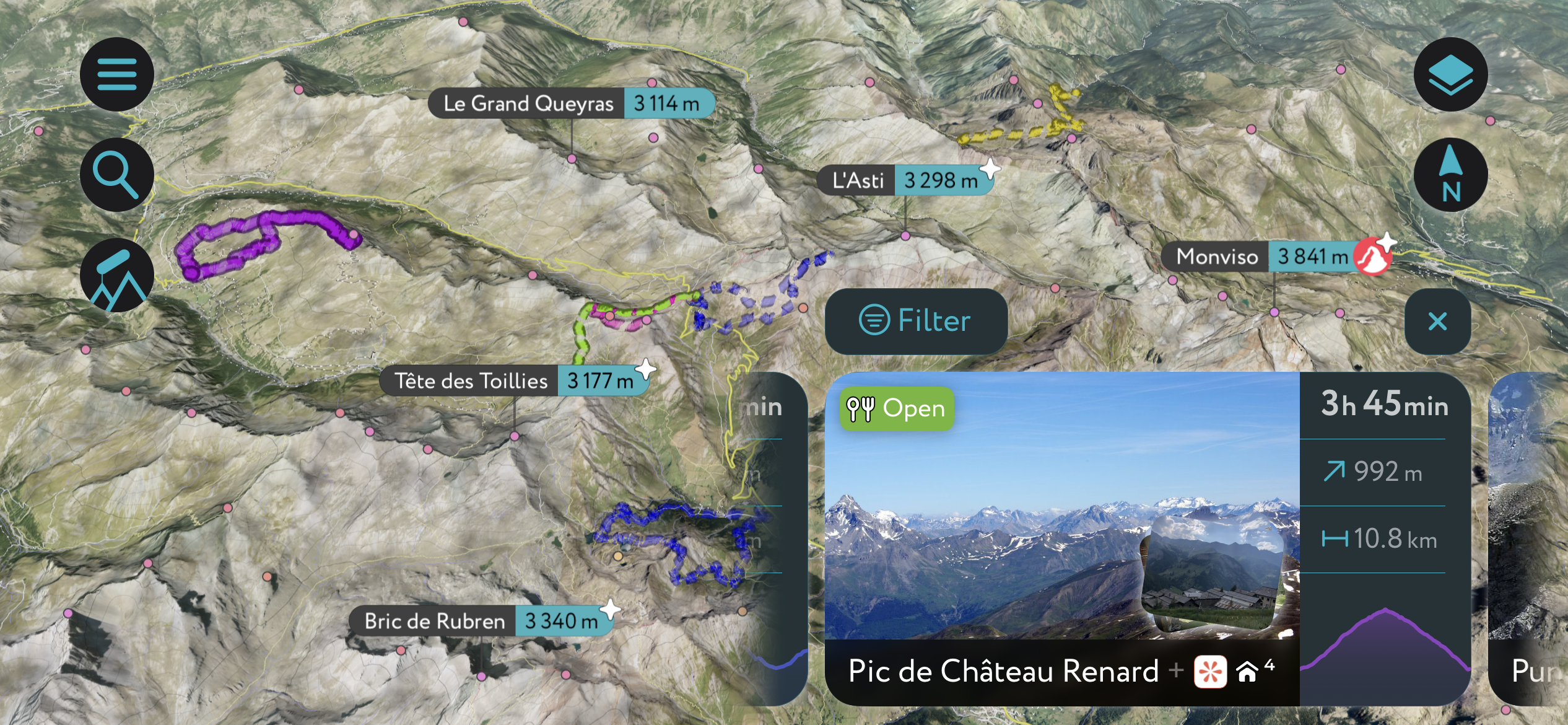 Discover Mode on the PeakVisor Mobile app allows you to discover any region’s best trails at a moment's notice, perfect for a mountain getaway. Check out the app to find thousands of trails, peaks, cabins, and even parking areas worldwide. It’s all on here. Parc Naturel Régional