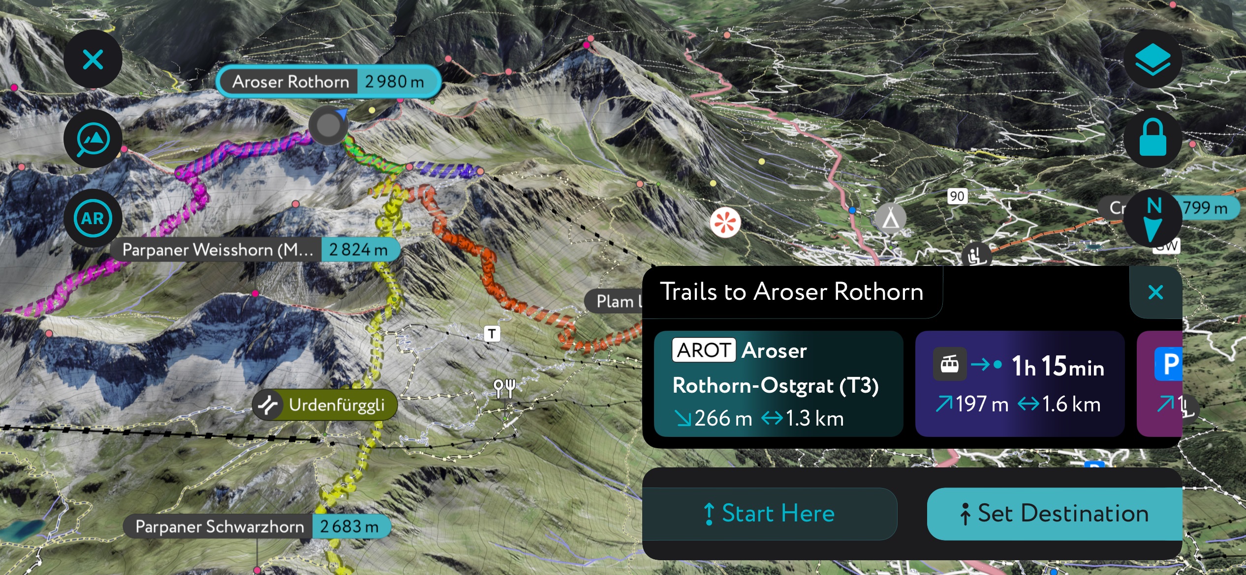 Aroser Rothorn using PeakVisor’s. Plessur Alps