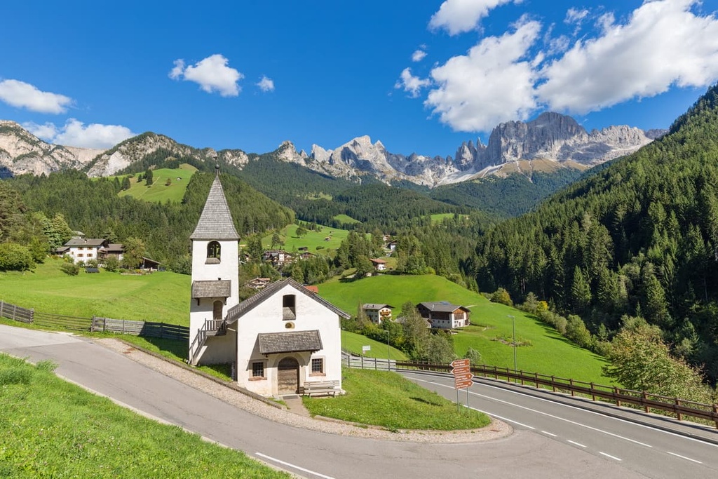 Church of San Cipriano, Tiers, Rosengarten Group, Dolomites, Italy