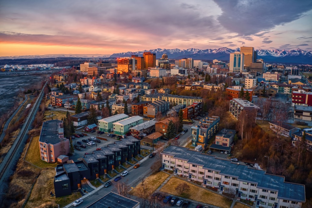 Downtown Anchorage, Alaska in Spring