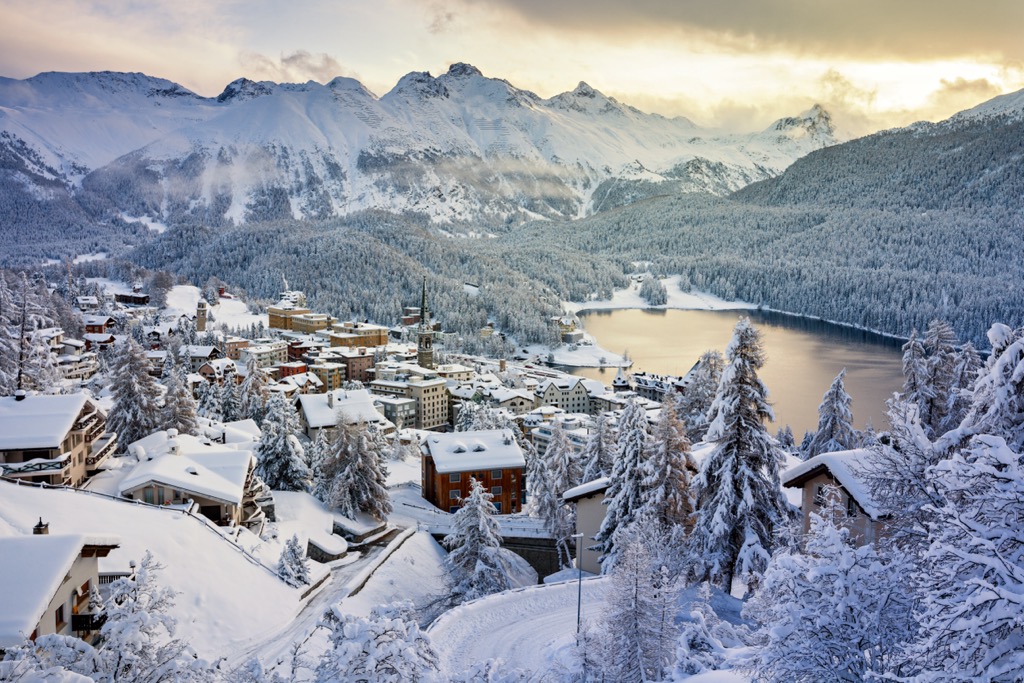 Ski scenes in two James Bond movies were filmed in St. Moritz. Albula Alps