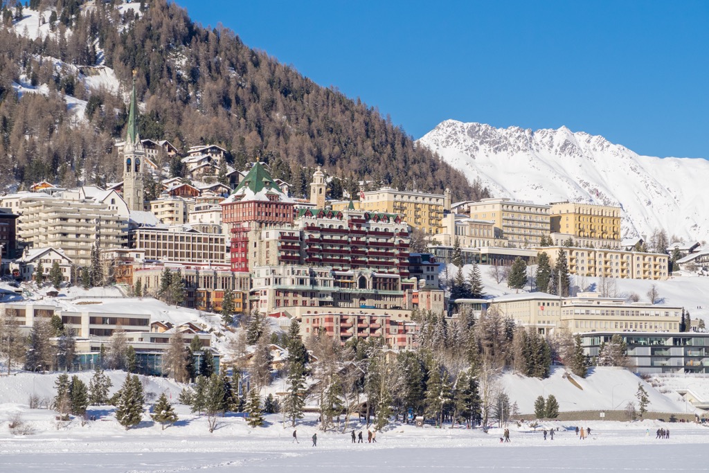 St. Moritz in winter. Albula Alps