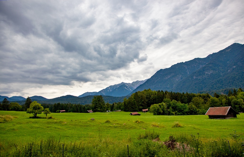 Traditional pastureland in the surrounding valleys of the Ammergau Alps. Ammergauer Alpen