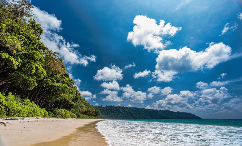 The white sand beaches of Havelock Island, India’s largest and arguably most beautiful island. Andaman and Nicobar Islands