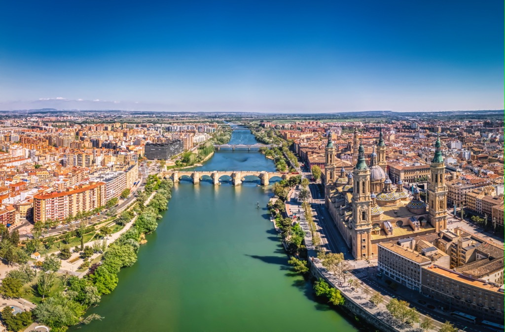 Zaragoza, Spain, and the Ebro River. Aragon