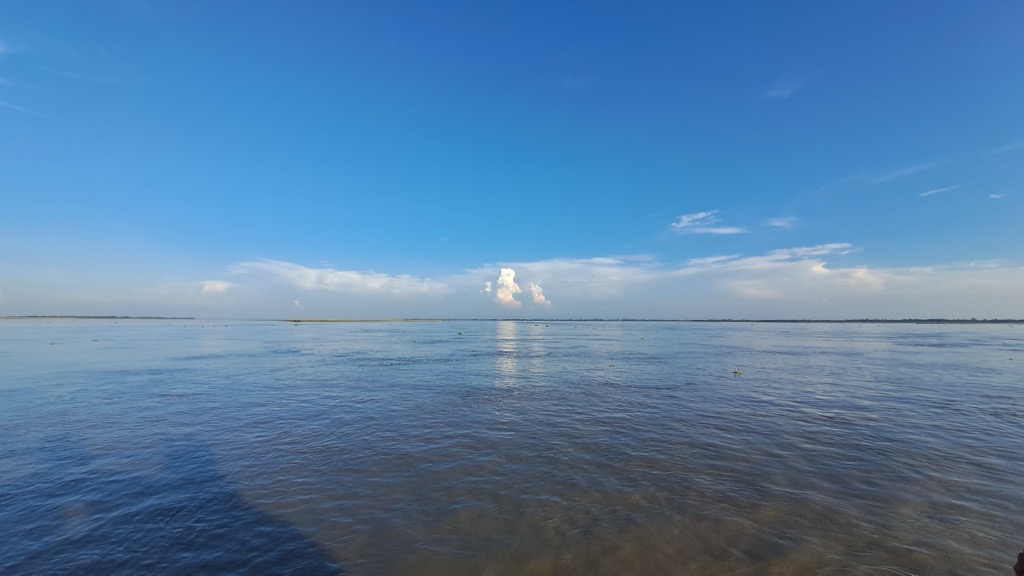 The mighty Brahmaputra River. Assam Mountains