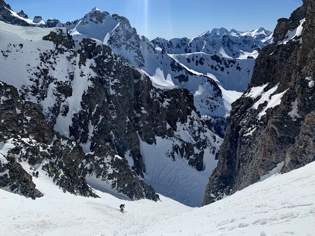 The Magnum Couloir on South Lookout Peak in Ophir, CO. Photo: Sergei Poljak. Backcountry Telluride