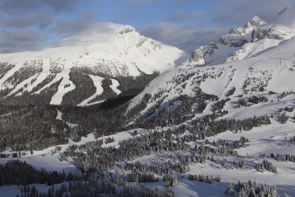 Generally, the slopes are covered and ready to go by Christmas. Banff Sunshine Ski Resort