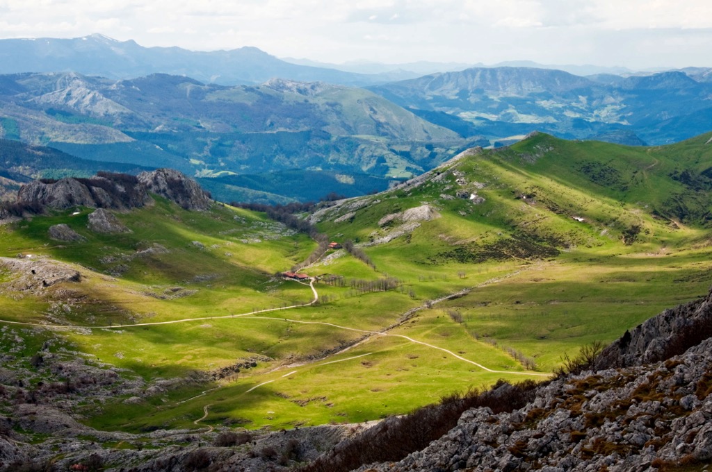 Urbia meadow from Aizkorri, Basque Country, Spain