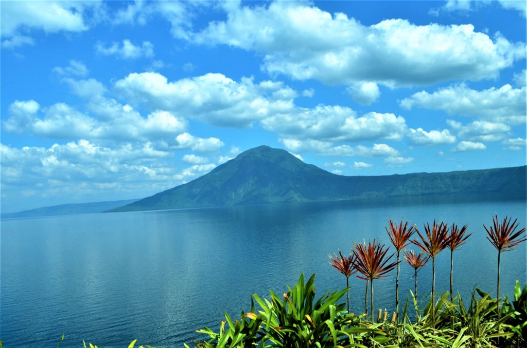 The striking Mount Maculot in the distance, across Taal Lake. Batangas Mountains