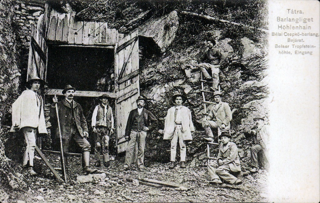 The entrance to the Belianska Cave after its discovery in the 19th century. Belianske Tatry