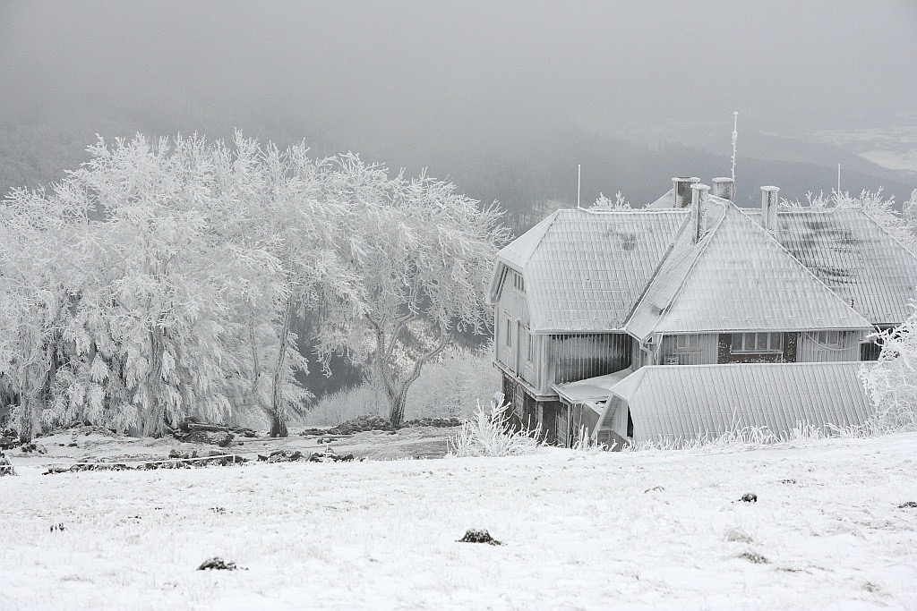 The “White Carpathians” living up to their name during a winter snowstorm. Biele Karpaty