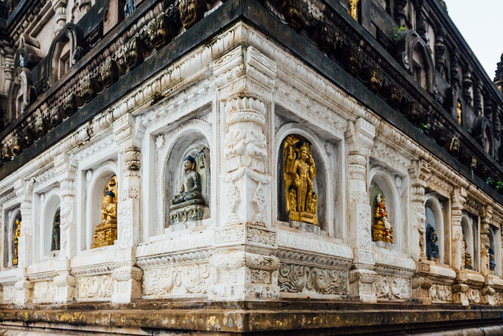The ancient walls of the Mahabodhi Temple. Bihar