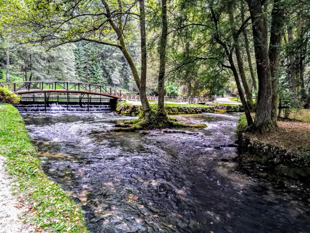 Several new bridges span the spring in the park. Bosnia Spring