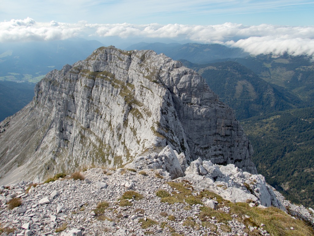 The Guffert, with its distinctive wedge-shaped ridge visible. Brandenberg Alps