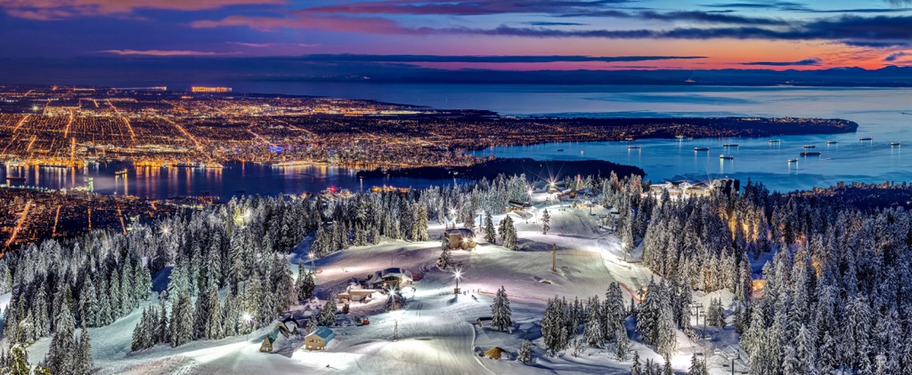 Grouse Mountain Ski Resort at Dusk, British Columbia