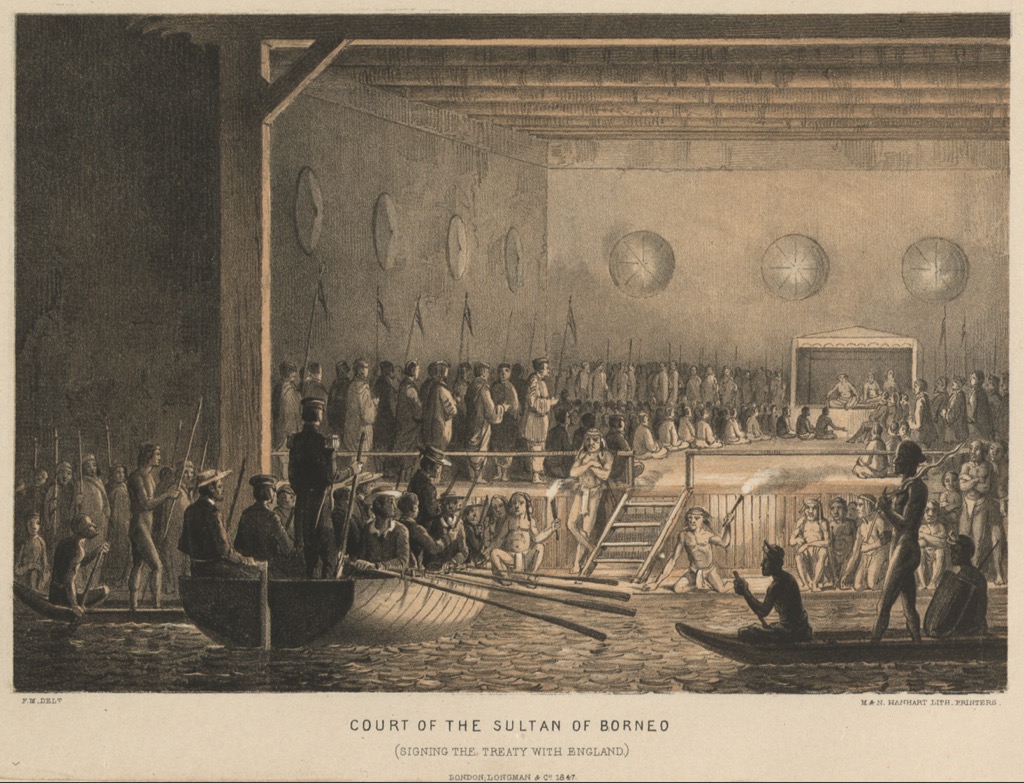 A depiction of the Anglo-Brunei Treaty of 1844. Brunei