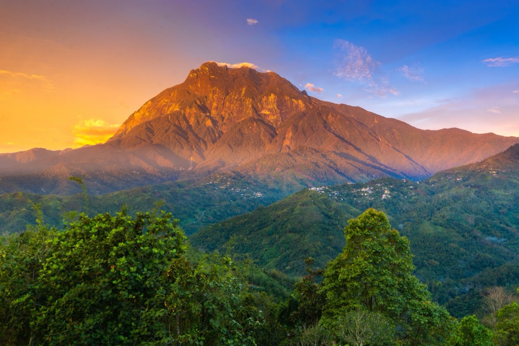 Mount Kinabalu at sunset. Brunei