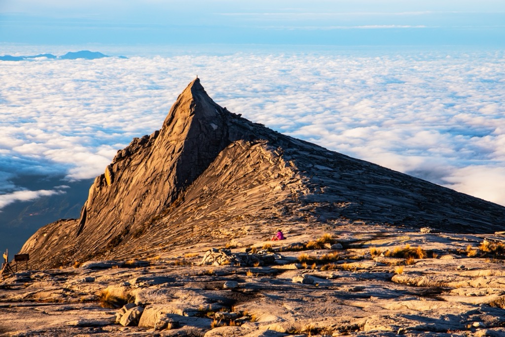 The summit push mainly involves a long traverse up lava rock. Brunei