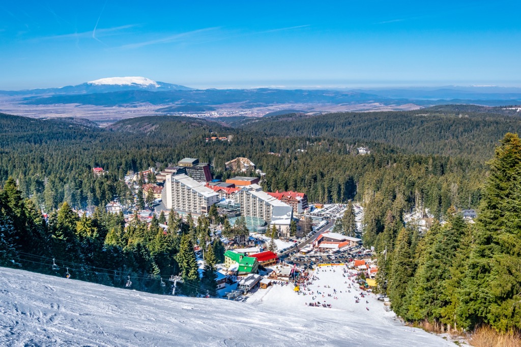 Skiing center in Borovets during winter, Bulgaria