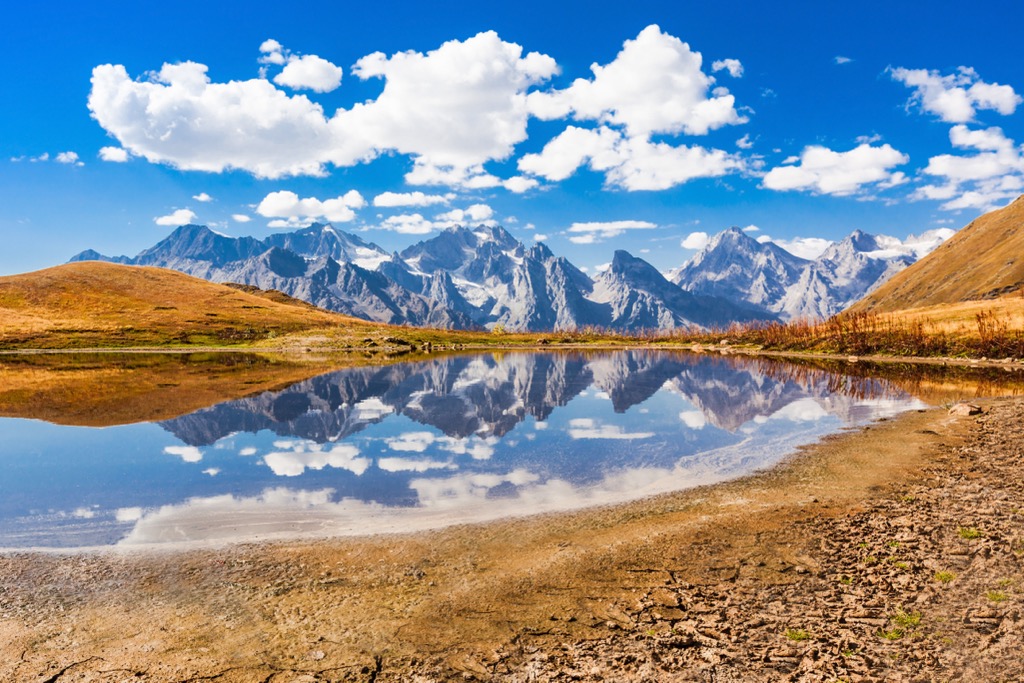 Koruldi Lake near Mestia, Caucasus mountain range