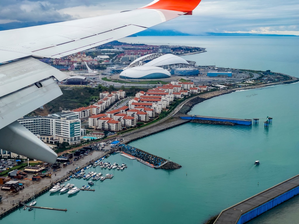 Sochi aerial, Caucasus mountain range