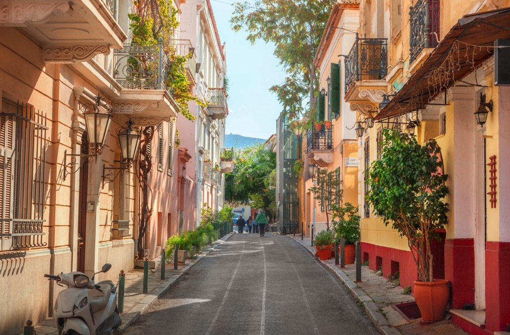 Street view in Plaka, Central Athens, Greece