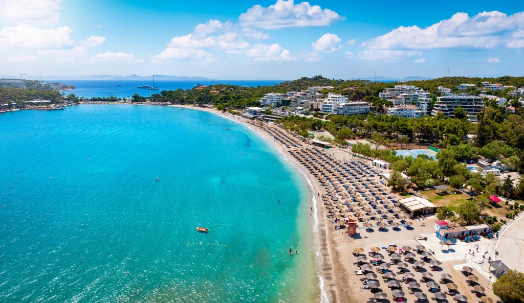 beach of Vouliagmeni at the south Riviera of Athens, Greece
