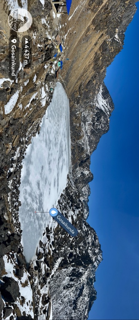 Gosainkunda Lake holds ice for most of the year. Central Development Region