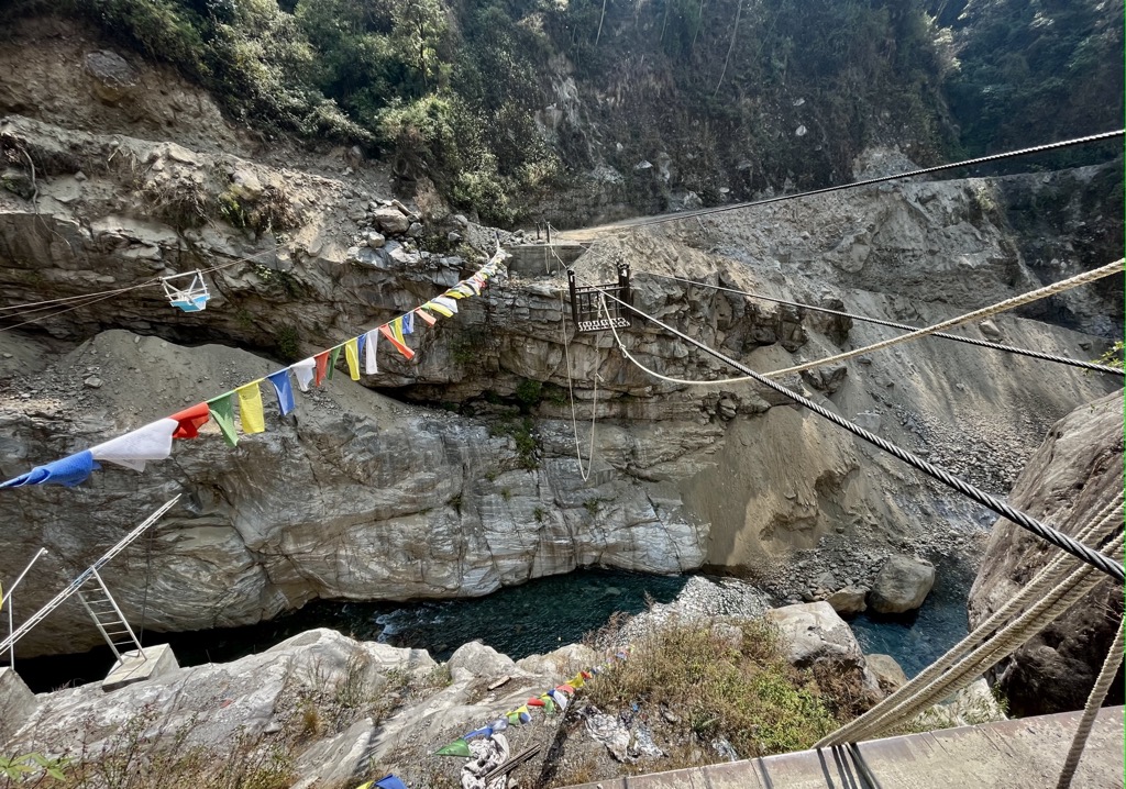 Suspension bridges are crucial to getting around the vast canyons of the Himalayas. Central Development Region