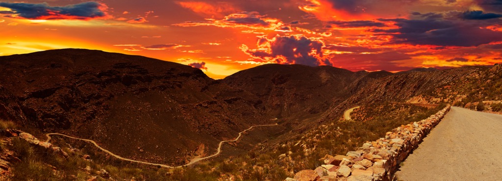 The Swartberg Pass during sunset. Central Karoo District Municipality