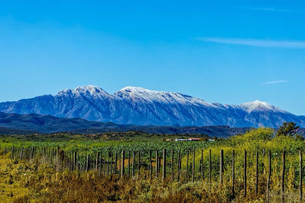 The Swartberg Mountains receive the most precipitation of any region in the Central Karoo District Municipality. The mountains see occasional snow in winter, and agriculture thrives in the valleys. Central Karoo District Municipality