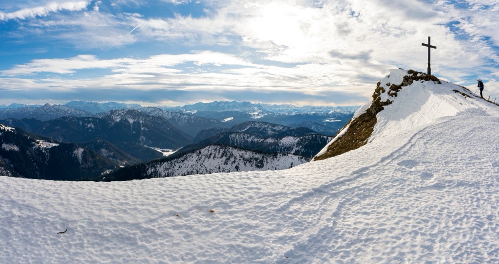 Hochgern’s summit cross and panoramas. Chiemgau Alps