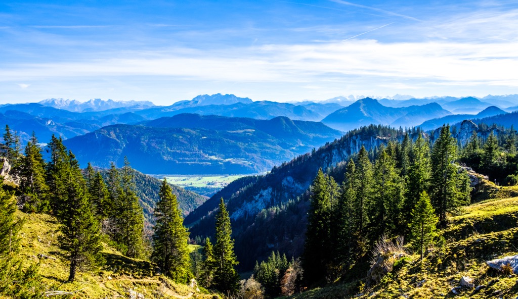 The Chiemgau Alps from Kampenwand near Chiemsee. Chiemgau Alps