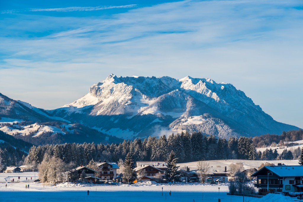 Reit im Winkl with the Zahmer Kaiser in the background. Chiemgau Alps