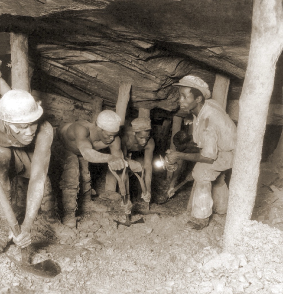 South African workers in the Crown Mine near Johannesburg. The region was the world leader in gold production for decades, although it has since fallen to only the 8th largest producer. City of Johannesburg