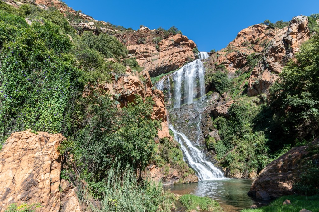 A waterfall at the Water Sisulu National Botanical Garden. City of Johannesburg