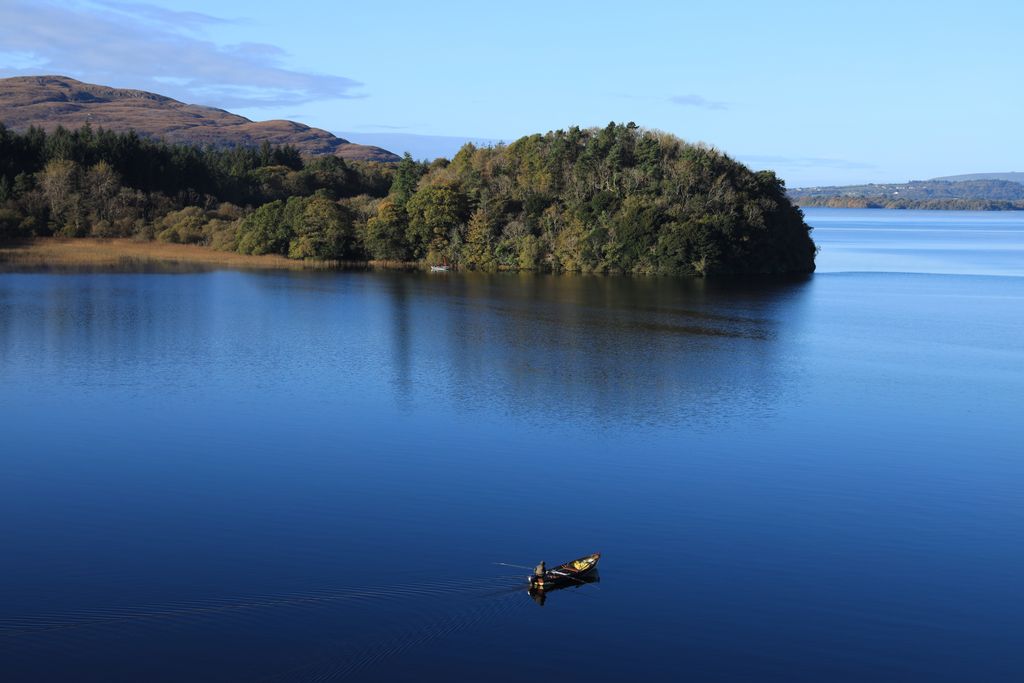 Aerial view of Lough Gill, County Sligo’s largest lake. County Sligo