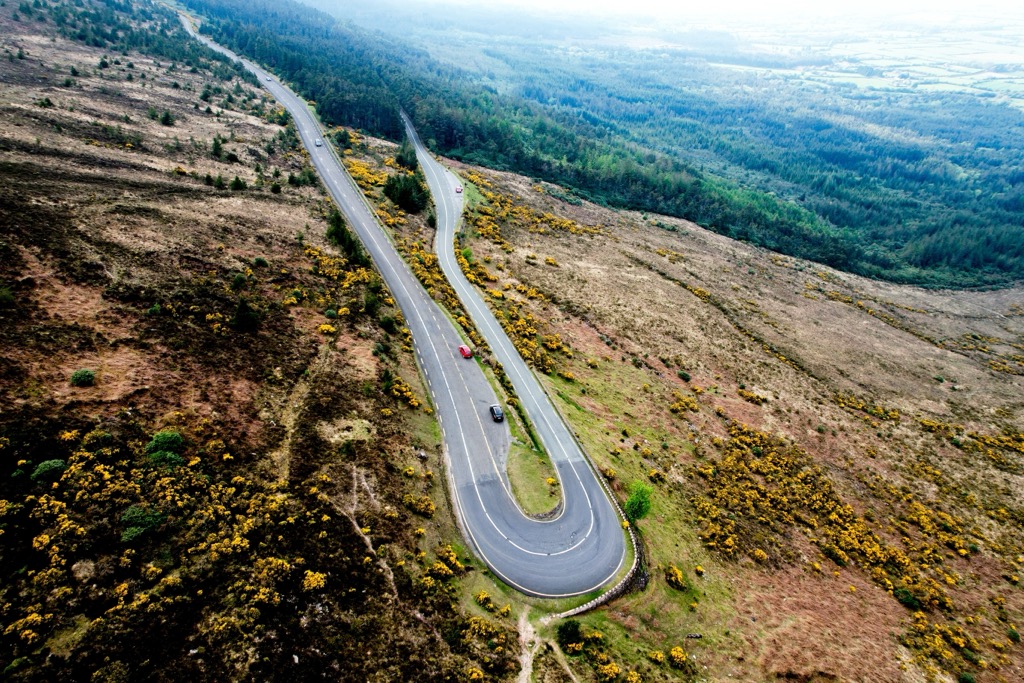 The Vee Pass, a hairpin bend and popular viewpoint in the Knockmealdown Mountains. County Tipperary