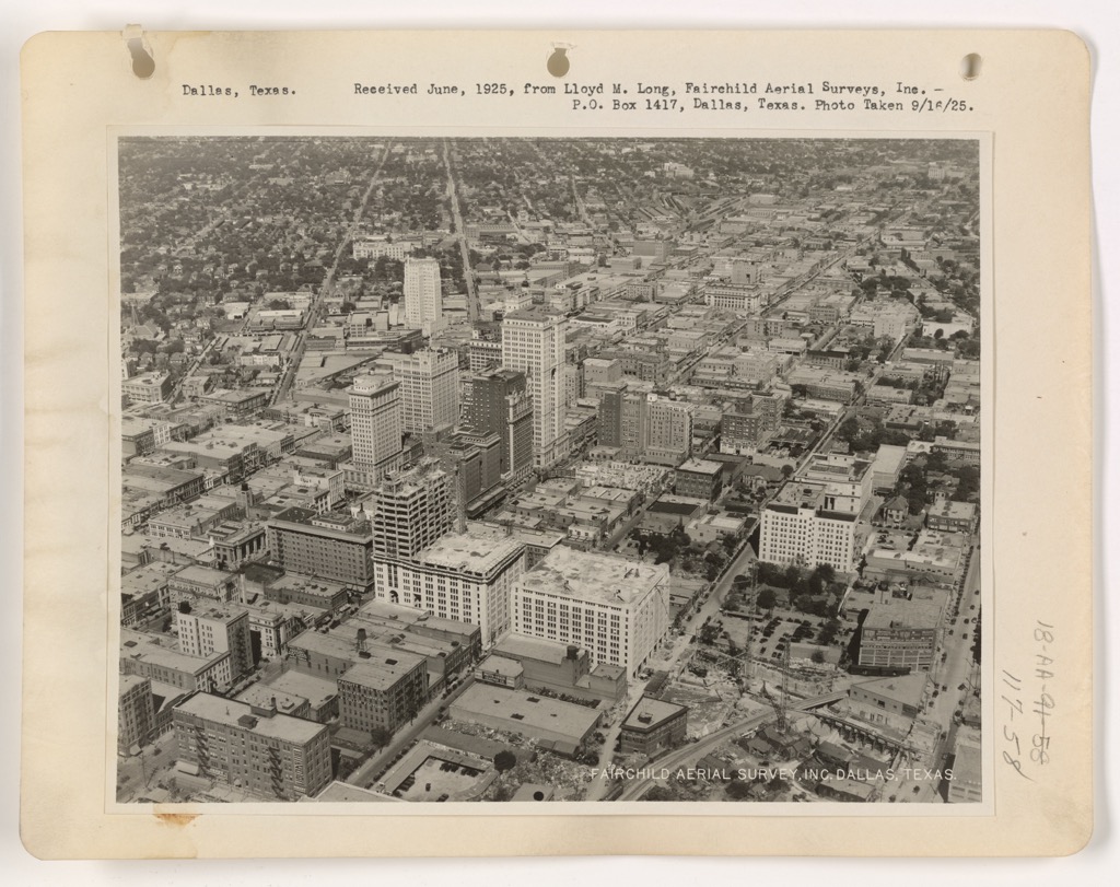 Dallas had an impressive skyline by the early 20th century; this aerial was taken in 1925. Dallas County