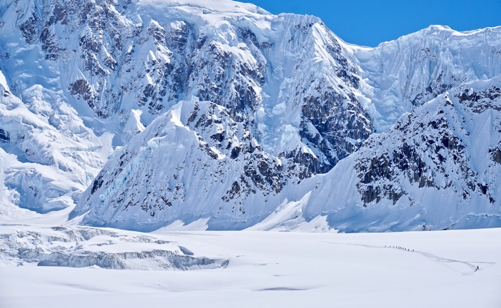 Climbers on the Kahiltna Glacier. Denali