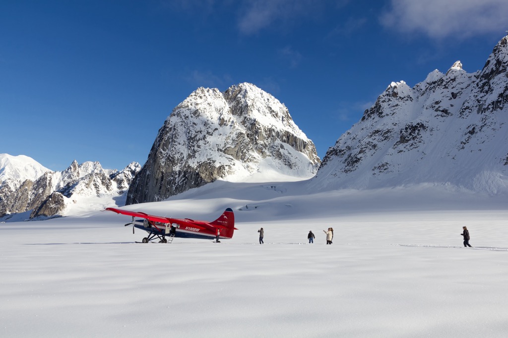 Bush planes can land on flat, snow-covered glaciers and are a popular way for tourists and climbers to access the mountain. Otherwise, we’re talking weeks of approaching with massive amounts of gear. Denali